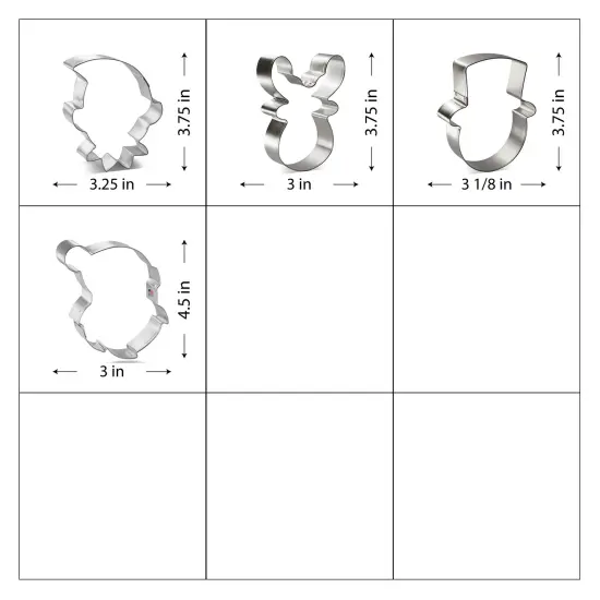 CookieCutter.com 4 Piece Christmas Cookie Cutter Set Elf Face, Reindeer Face, Snowman Face, Santa Face, Metal Shapes Made in USA, Silver {2}