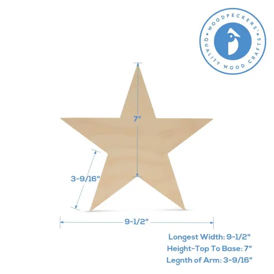 Wooden Star Cutout, Multiple Sizes Available, Unfinished, July 4 & Year Round Crafts | Woodpeckers {8}