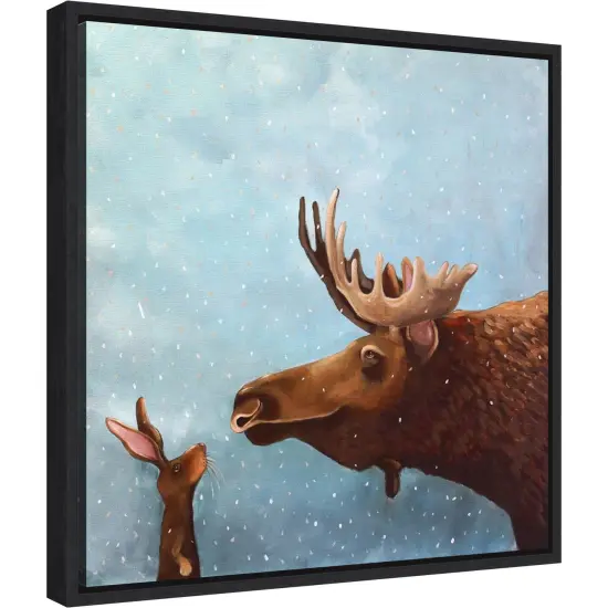 Moose and Rabbit by Lucia Stewart Canvas Wall Art Print Framed Black {2}