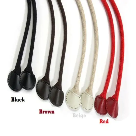 18.1" byhands Webbing Purse Handles, Bag Strap with Genuine Leather Tab (24-4003) Black {7}