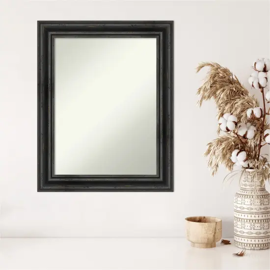 Amanti Art Non-Beveled Wood Wall Mirror, Rustic Pine Frame Rustic Pine Black Frame {5}