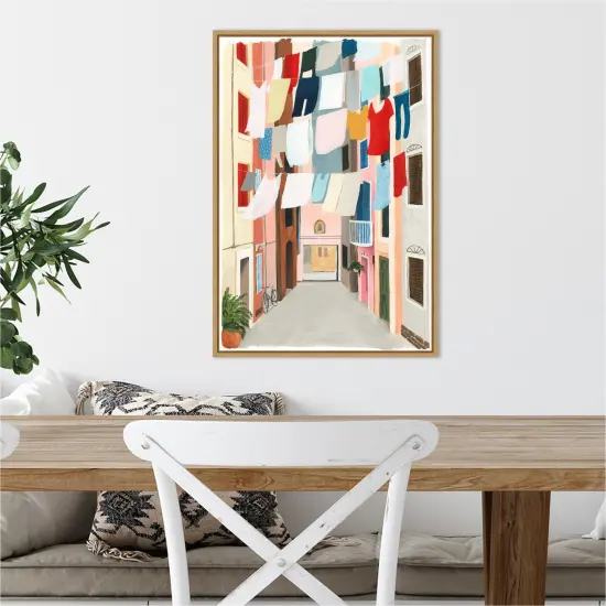 Laundry Day II by Grace Popp 16-in. W x 23-in. H. Canvas Wall Art Print Framed in Natural {5}