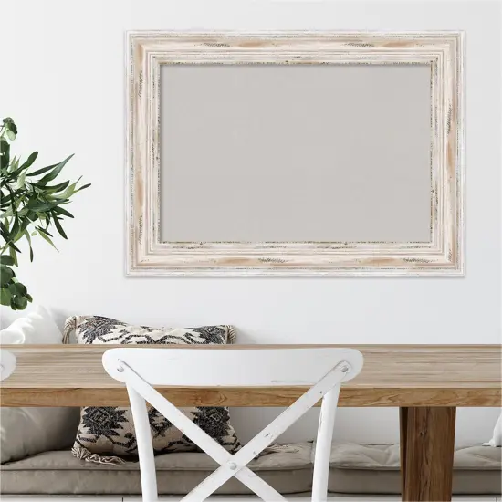 Cork Board, Alexandria White Wash Wood Frame - Bulletin Board, Organization Board, Pin Board Grey Cork {4}