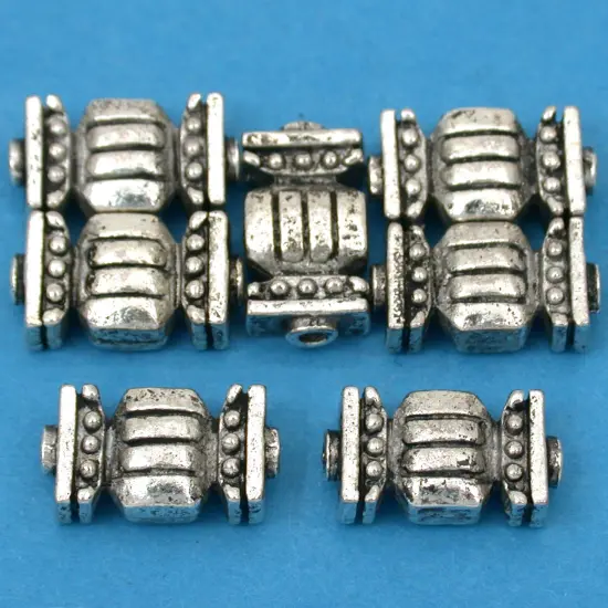 Bali Tube Beads Antique Silver Plated 14mm Approx 6 {1}