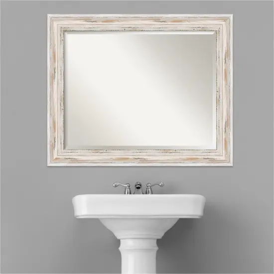 Beveled Wood Bathroom Wall Mirror, Alexandria Frame {5}
