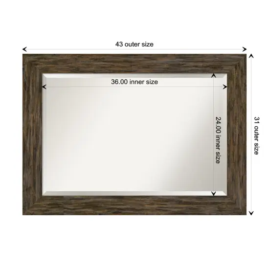 Beveled Wood Bathroom Wall Mirror, Fencepost Frame {1}