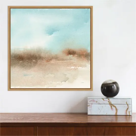 Desert Landscape II by Katrina Pete 16-in. W x 16-in. H. Canvas Wall Art Print Framed in Natural {5}