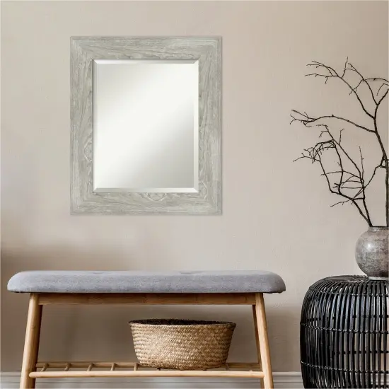 Beveled Bathroom Wall Mirror, Dove Greywash Frame {4}