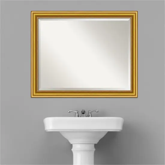 Beveled Wood Bathroom Wall Mirror, Townhouse Gold Frame {5}