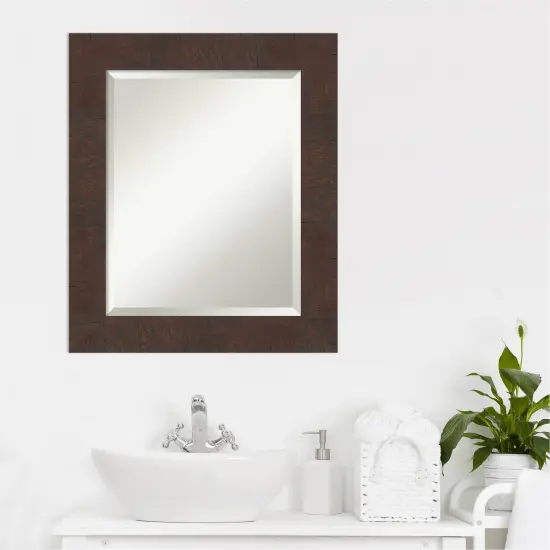 Beveled Bathroom Wall Mirror, Wildwood Brown Frame {5}