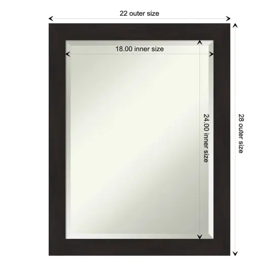 Beveled Bathroom Wall Mirror, Furniture Espresso Narrow Frame {1}