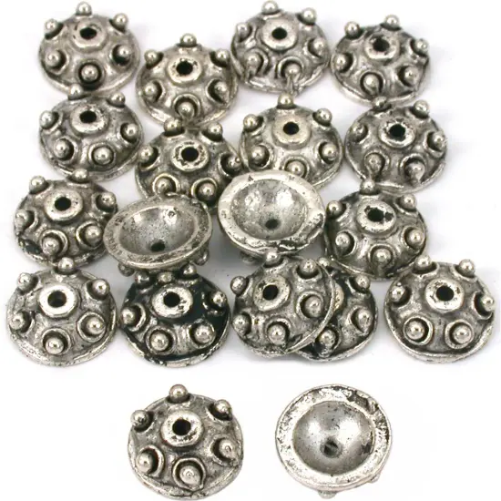 Bali Bead Caps Antique Silver Plt Beads 9.5mm Approx 20 {1}