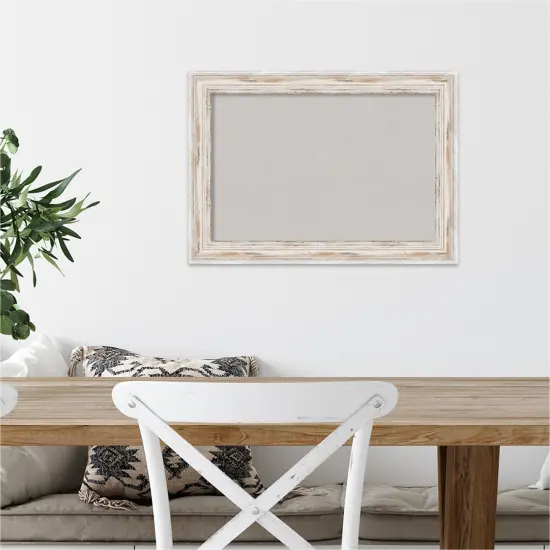 Cork Board, Alexandria White Wash Narrow Wood Frame - Bulletin Board, Organization Board, Pin Board Grey Cork {4}