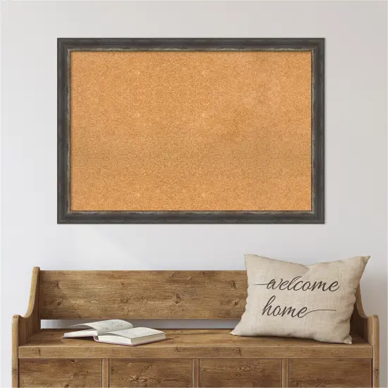 Cork Board, Bark Rustic Char Narrow Frame - Bulletin Board, Organization Board, Pin Board {6}