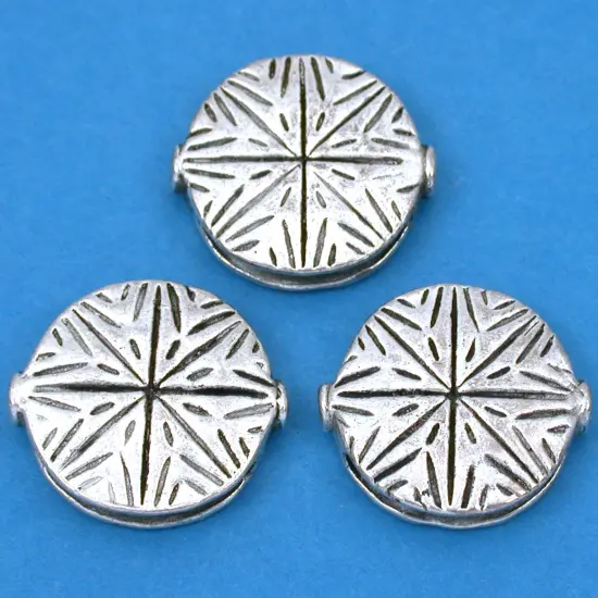 Fluted Star Beads Antique Silver Plated 19.5mm Approx 3 {1}