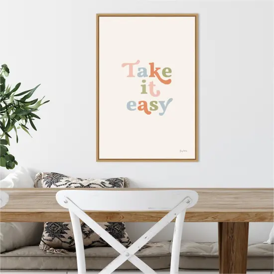 Take it Easy Pastel by Becky Thorns 16-in. W x 23-in. H. Canvas Wall Art Print Framed in Natural {5}