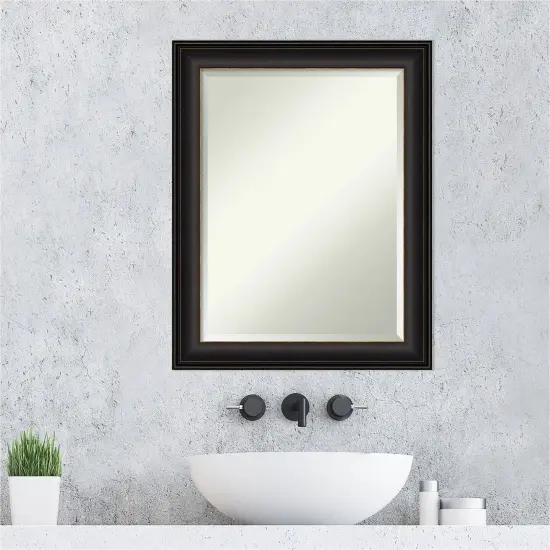 Beveled Bathroom Wall Mirror, Trio Oil Rubbed Bronze Frame {6}
