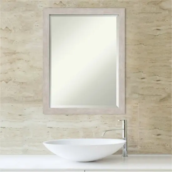 Beveled Wood Bathroom Wall Mirror, Marred Frame {4}