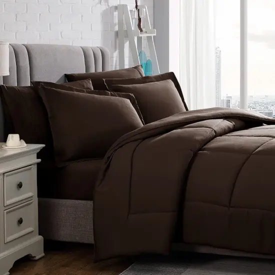American Home Collection Down Alternative Comforter Set Extra Warm and Soft Chocolate Brown {2}
