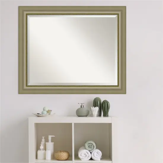 Beveled Wood Bathroom Wall Mirror, Vegas Silver Frame {4}