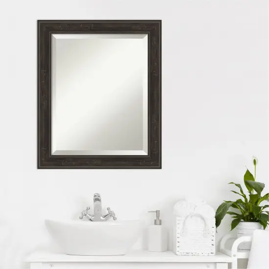 Beveled Bathroom Wall Mirror, Shipwreck Narrow Frame {5}
