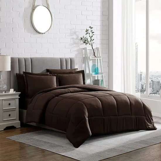 American Home Collection Down Alternative Comforter Set Extra Warm and Soft Chocolate Brown {5}