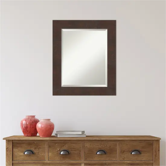 Beveled Bathroom Wall Mirror, Wildwood Brown Frame {6}