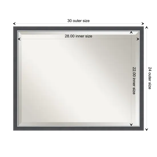 Beveled Bathroom Wall Mirror, Eva Black Silver Thin Frame {1}