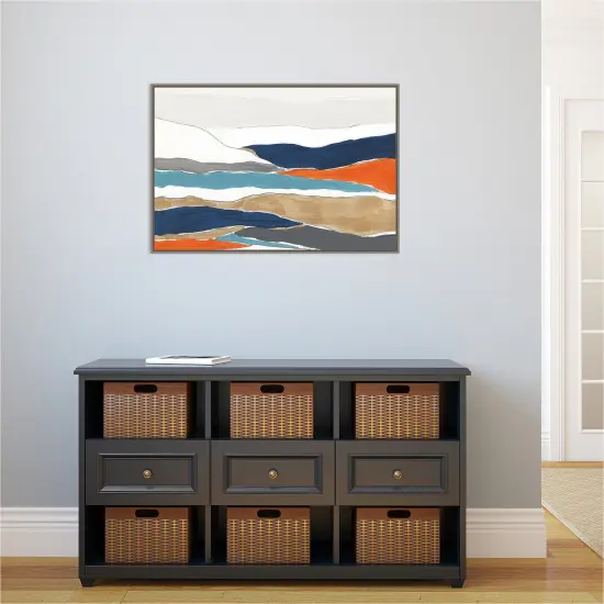Orange Rolling Hills II by PI Studio 33-in. W x 23-in. H. Canvas Wall Art Print Framed in Grey {4}