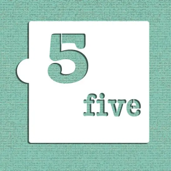 Number Five Cookie & Craft Stencil | CM145 by Designer Stencils | Cookie Decorating Tools | Baking Stencils for Royal Icing, Airbrush, Dusting Powder | Craft Stencils for Canvas, Paper, Wood | Reusable Food Grade Stencil {1}