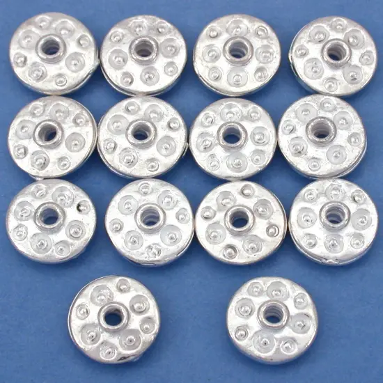 15g Fluted Dot Saucer Bead Silver Plated 11mm Approx 14 {1}