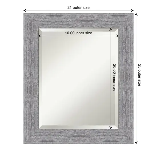 Beveled Bathroom Wall Mirror, Bark Rustic Frame {1}