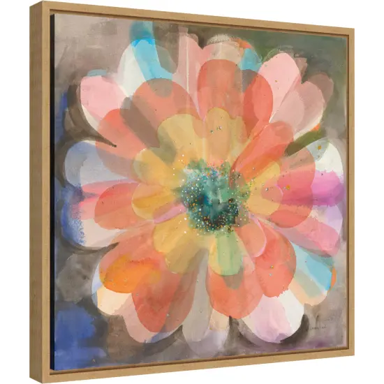 Kaleidoscope Flower by Danhui Nai 16-in. W x 16-in. H. Canvas Wall Art Print Framed in Natural {2}