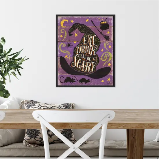 Fright Night II by Janelle Penner 16-in. W x 20-in. H. Canvas Wall Art Print Framed in Black {5}