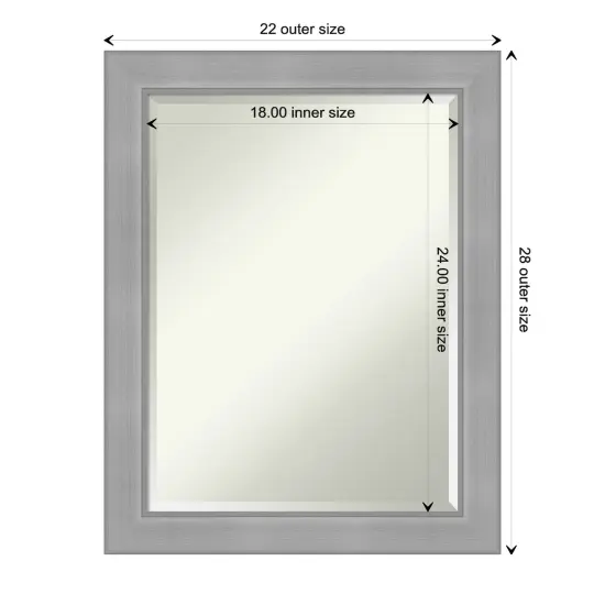 Beveled Bathroom Wall Mirror, Vista Brushed Nickel Frame {1}