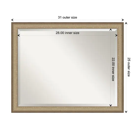 Beveled Bathroom Wall Mirror, Elegant Brushed Narrow Frame {1}