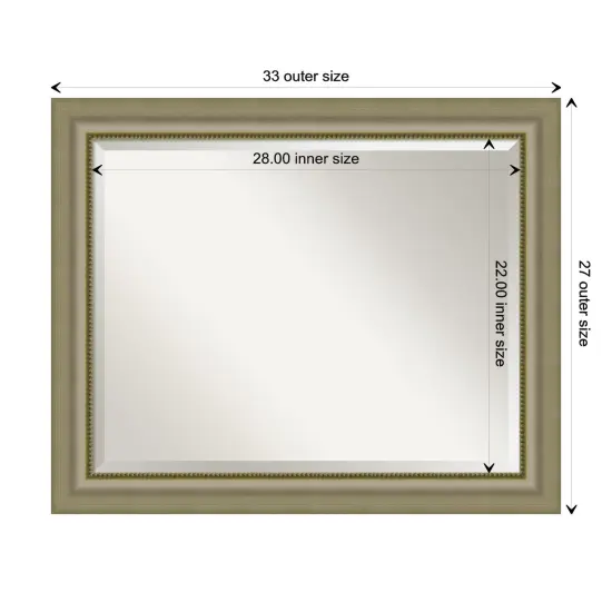 Beveled Wood Bathroom Wall Mirror, Vegas Silver Frame {1}