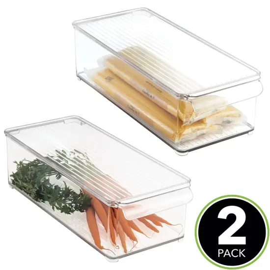 mDesign Plastic Kitchen Food Storage Bin with Handle, Lid, 2 Pack {2}