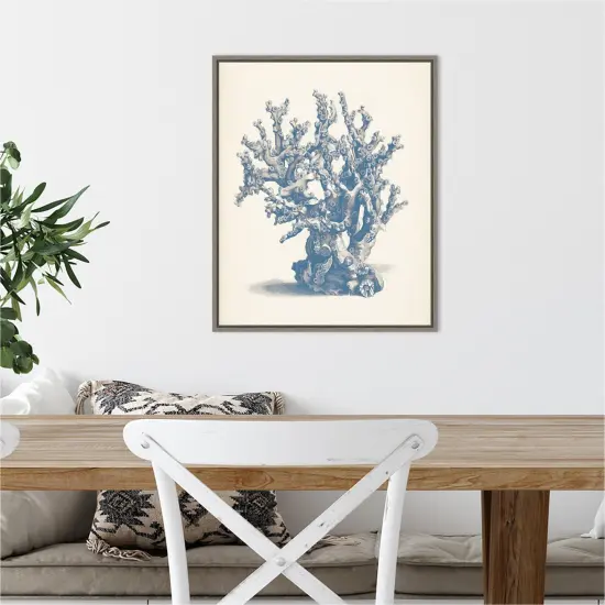 Antique Coral Collection V by Vision Studio 16-in. W x 20-in. H. Canvas Wall Art Print Framed in Grey {5}