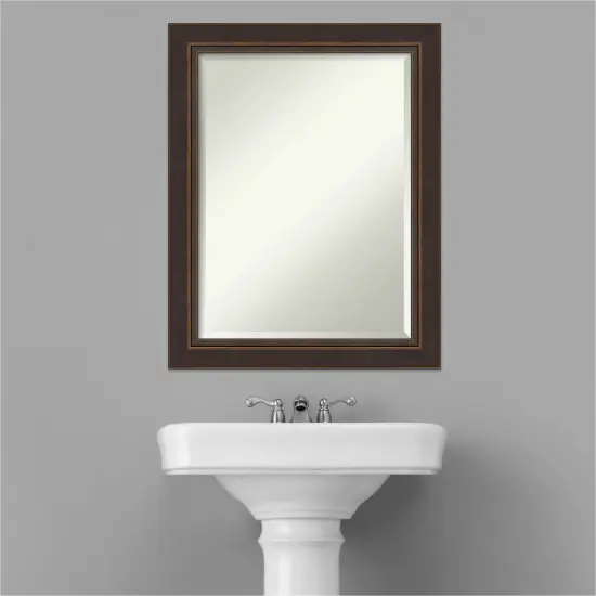 Beveled Wood Bathroom Wall Mirror, Lara Bronze Frame {4}