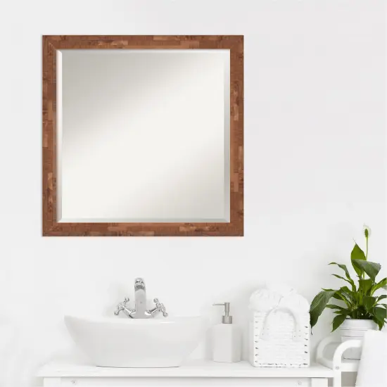 Beveled Wood Bathroom Wall Mirror, Fresco Frame {6}