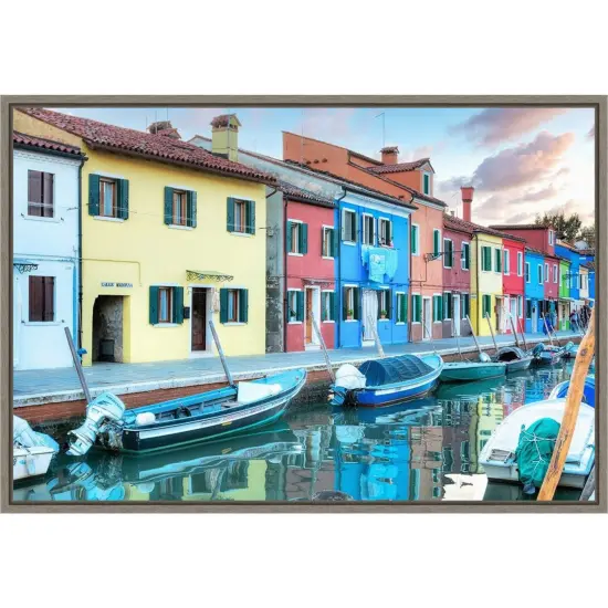 Bruano Canal Italy by Alan Blaustein 23-in. W x 16-in. H. Canvas Wall Art Print Framed in Grey {1}