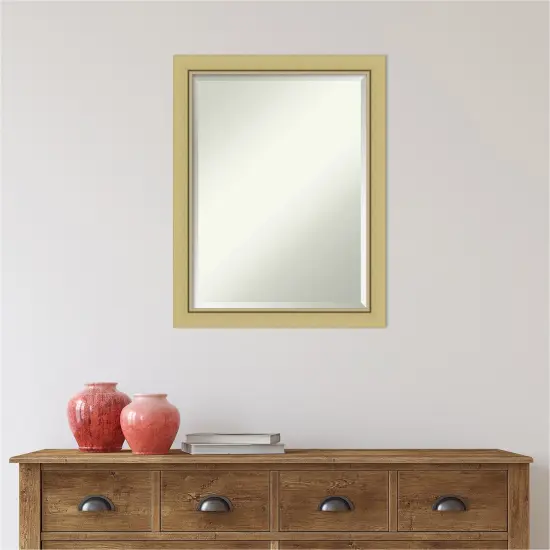 Beveled Bathroom Wall Mirror, Landon Gold Narrow Frame {6}