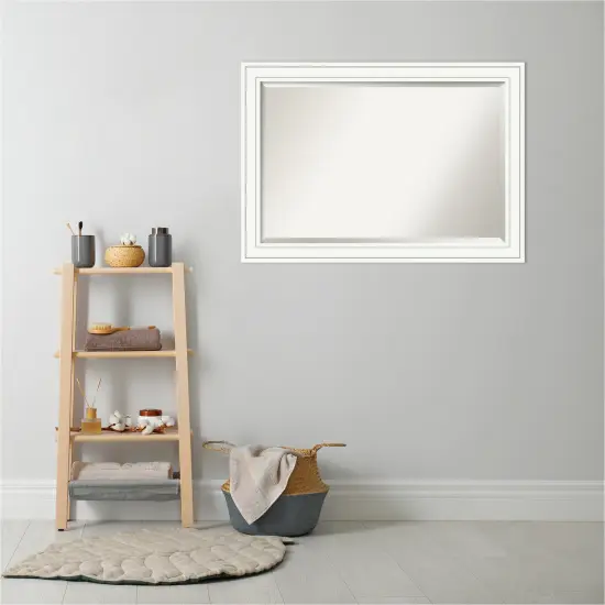 Beveled Wood Bathroom Wall Mirror, Craftsman White Frame {4}