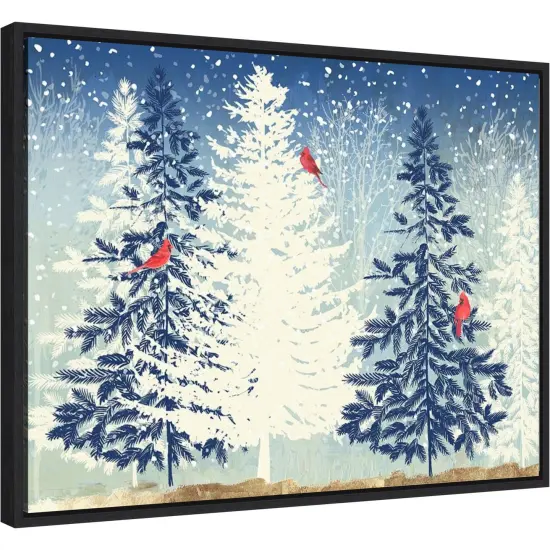 Snowy Christmas Trees by PI Studio Canvas Wall Art Print Framed Natural {6}