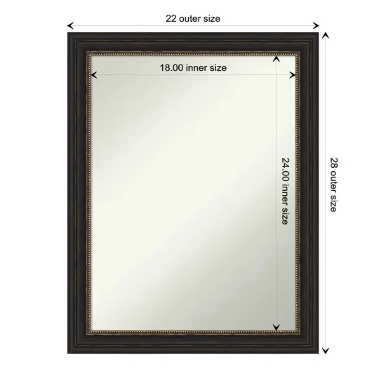Amanti Art Non-Beveled Wall Mirror, Accent Bronze Narrow Frame {1}