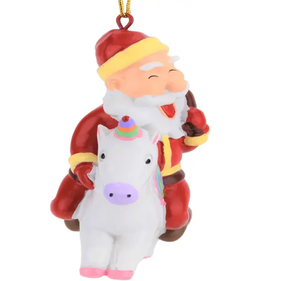 Santa Riding A Unicorn Christmas Ornament {5}