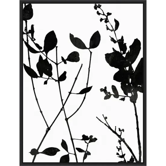 Nature Silhouette I (Leaves) by Danielle Carson 18-in. W x 24-in. H. Canvas Wall Art Print Framed in Black {1}