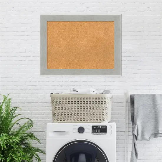Cork Board, Glam Linen Grey Frame - Bulletin Board, Organization Board, Pin Board {6}
