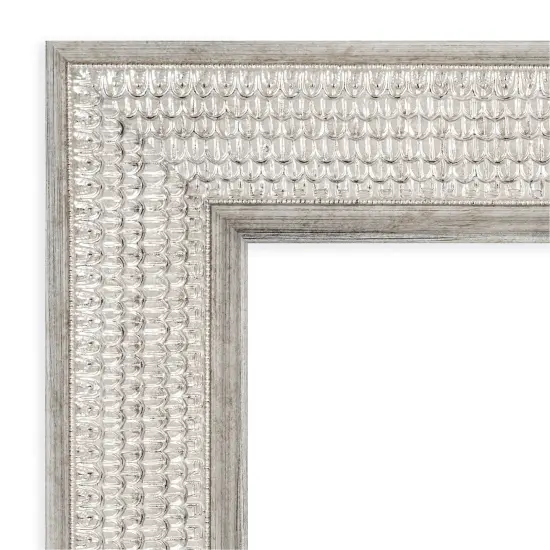 Amanti Art Non-Beveled Wood Wall Mirror, Trellis Silver Frame {3}